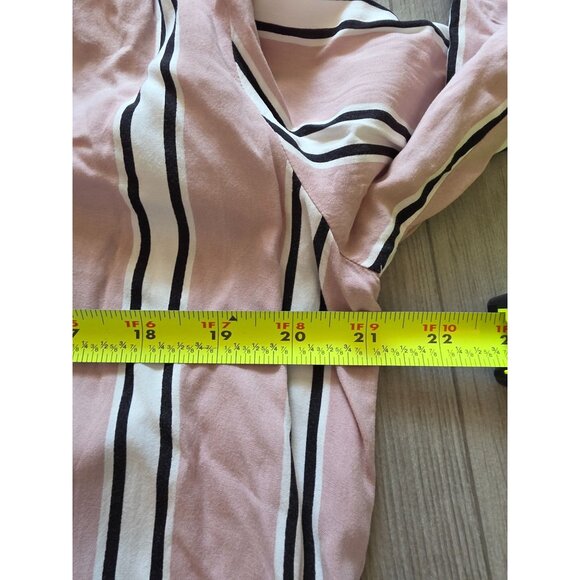 Loft Petites Pink & Black Striped Button-Front Blouse MP - Picture 7 of 7